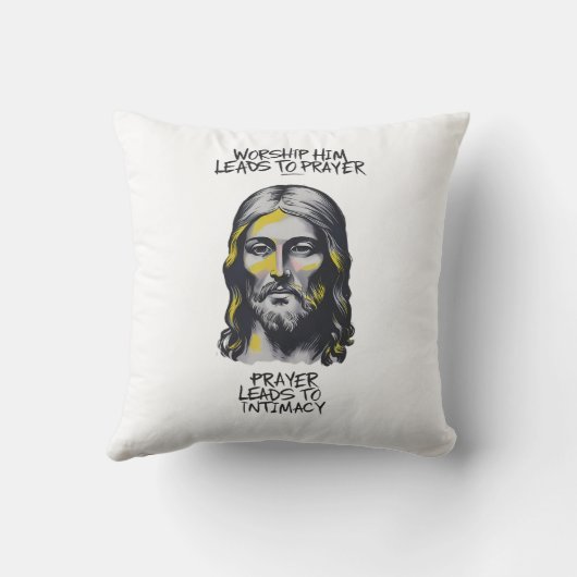 神の啓示：彼を崇拝すると祈りの言葉 クッション (裏面)