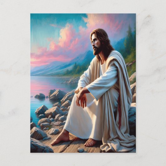 神の回想の中で静かな救い主イエス ポストカード (正面)