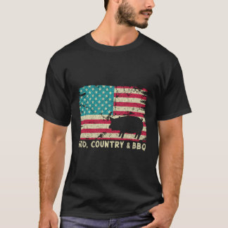 神の国とBbqアメリカ国旗のクリスチャン Tシャツ