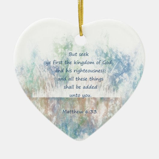 神の国を求める聖なる書物、 経典マタイ感動的 セラミックオーナメント (正面)