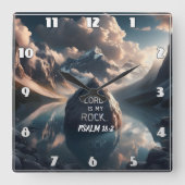 神の堅さ：主は私の岩 スクエア壁時計 (正面)