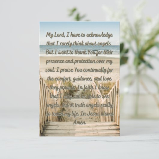 神の天使のための祈りの言葉フラットグリーティングカード カード (スタンド正面)
