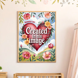 神の姿に創造された キリスト教の幼児用壁画 ポスター