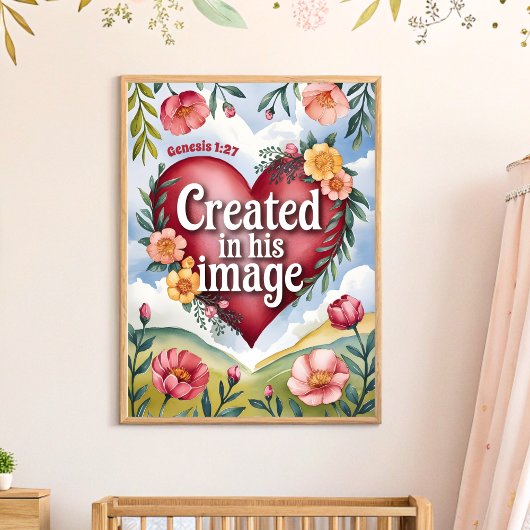 神の姿に創造された キリスト教の幼児用壁画 ポスター