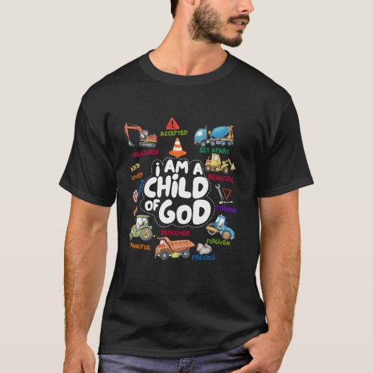 神の子ども建築車クリスチャン肯定 Tシャツ (正面)