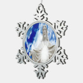 神の子イエス・キリストは慈悲を持っている スノーフレークピューターオーナメント (右)