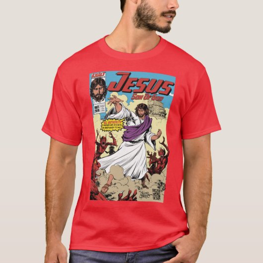 神の子イエス・コミックカバー すべてが面白いギフト Tシャツ (正面)