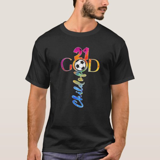 神の子サッカー21歳の誕生日お祝いP Tシャツ (正面)
