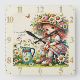 神の子デイジー女 スクエア壁時計