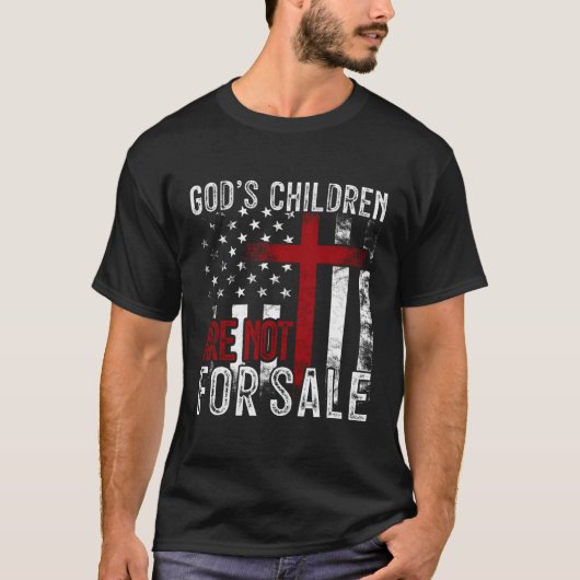 神の子供たちは売り物ではない米国国旗のクリスチャン Tシャツ (正面)