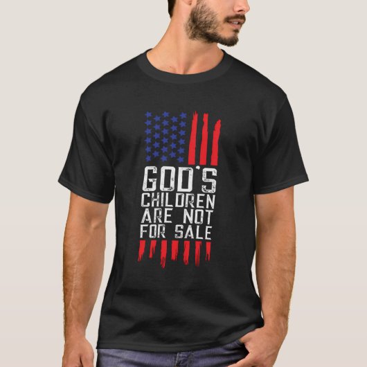 神の子供たちは売り物ではない米国国旗のクリスチャン Tシャツ (正面)