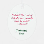 神の子羊のクリスマス装飾 メタルオーナメント (裏面)