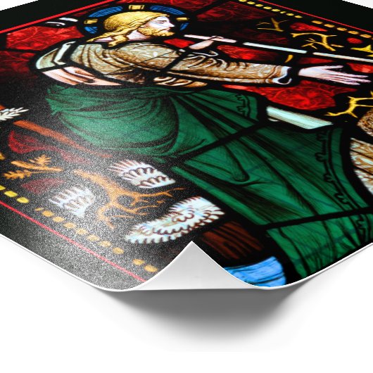 神の子羊を救うイエスとのステンドグラス フォトプリント            (角)