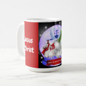 神の子羊キリストは赤いマグカップを上げた コーヒーマグカップ (正面左)