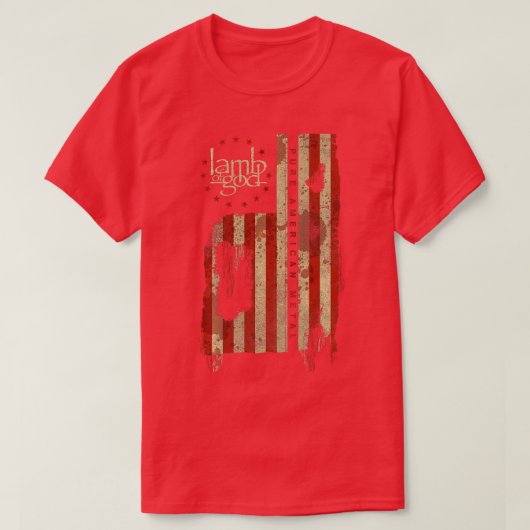神の子羊ピュアアメリカンメタルフラッグ長袖 Tシャツ (デザイン正面)