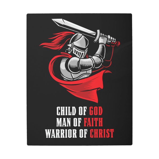 神の子 – 信仰の人 – キリストの戦士 メタルプリント (正面)