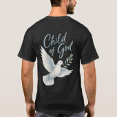 神の子 水彩鳩 オリーブの枝 キリスト教 Tシャツ (裏面)