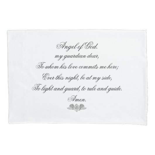 神の守り神の祈りの言葉の枕箱の天使 枕カバー (正面)