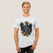 『神の守護神ヴィシュヌとガルダ』 トライブレンドTシャツ (正面全面)