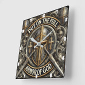 神の完全な武具を身に着ける スクエア壁時計 (傾斜)