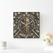 神の完全な武具を身に着ける スクエア壁時計 (ホーム)