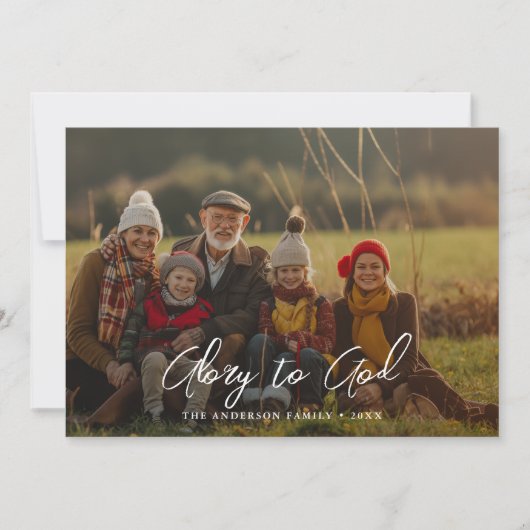 神の宗教に写真クリスマスの栄光をオーバーレイ シーズンカード (正面)