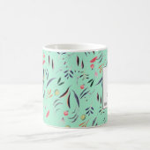 神の宝物 ネオミント フラワー カスタム モノグラム コーヒーマグカップ (中央)