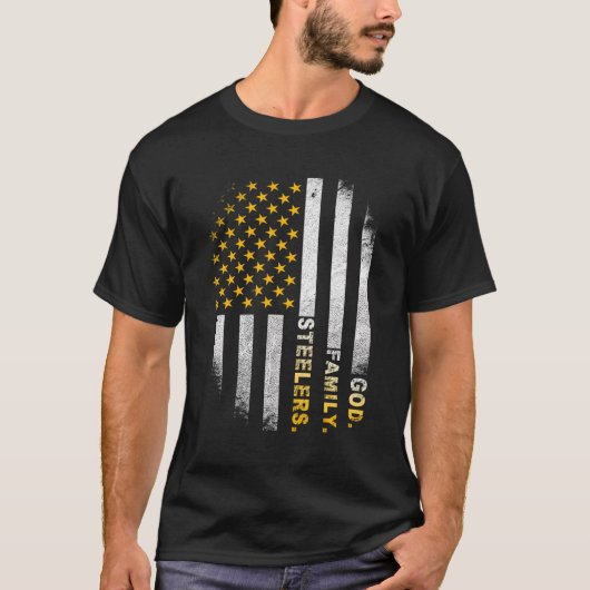 神の家族スチーラープロ米国国旗のシャツ父の日 Tシャツ (正面)