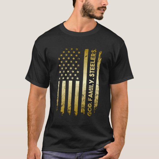 神の家族スラースプロアメリカ国旗の父の日のパパ Tシャツ (正面)