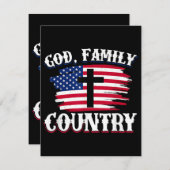 神の家族国アメリカ国旗クロスChristian P エンクロージャーカード (正面/裏面)