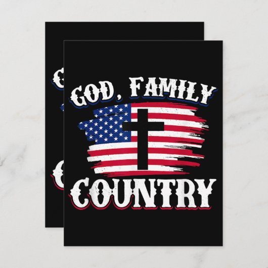 神の家族国アメリカ国旗クロスChristian P エンクロージャーカード (正面/裏面)