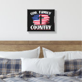 神の家族国アメリカ国旗クロスChristian P キャンバスプリント (インサイチュ (寝室))