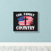 神の家族国アメリカ国旗クロスChristian P キャンバスプリント (インサイチュ (ウッドフロア))