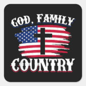 神の家族国アメリカ国旗クロスChristian P スクエアシール (正面)