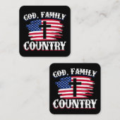 神の家族国アメリカ国旗クロスChristian P スクエア名刺 (正面/裏面)