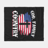 神の家族国アメリカ国旗クロスChristian P フリースブランケット (正面(横))