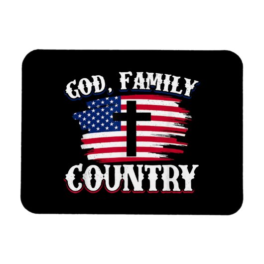 神の家族国アメリカ国旗クロスChristian P マグネット (横)