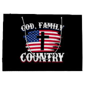 神の家族国アメリカ国旗クロスChristian P ラージペーパーバッグ (裏面)