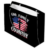 神の家族国アメリカ国旗クロスChristian P ラージペーパーバッグ (裏面アングル)