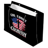 神の家族国アメリカ国旗クロスChristian P ラージペーパーバッグ (正面アングル)