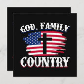 神の家族国アメリカ国旗クロスChristian P 招待状 (正面/裏面)