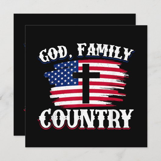 神の家族国アメリカ国旗クロスChristian P 招待状 (正面/裏面)