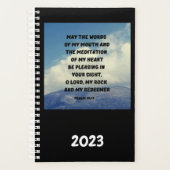 神の導きを求める祈り 詩篇 19:14 聖書の言葉 プランナー手帳 (正面)