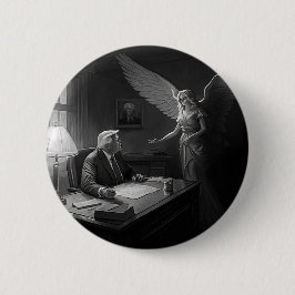 神の導き：天使によって助言されたドナルド・トランプ 缶バッジ