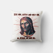 神の導き：求聞め、従う クッション (正面)