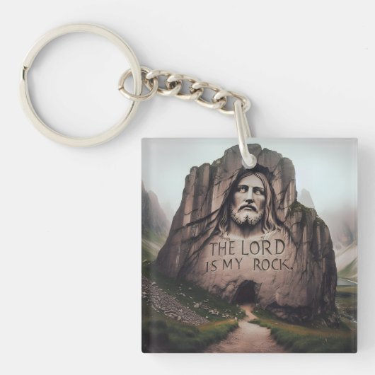 神の岩:イエスが主を刻んだのは私の岩である キーホルダー (正面)