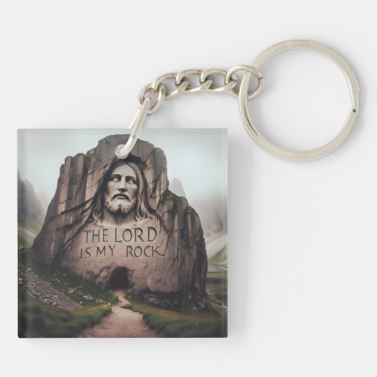 神の岩:イエスが主を刻んだのは私の岩である キーホルダー (裏面)