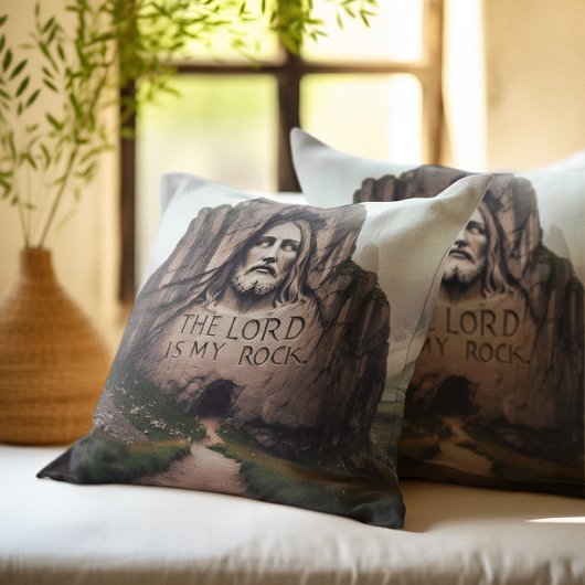 神の岩:イエスが主を刻んだのは私の岩である クッション