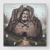神の岩:イエスが主を刻んだのは私の岩である スクエア壁時計 (正面)