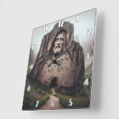 神の岩:イエスが主を刻んだのは私の岩である スクエア壁時計 (傾斜)